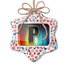 NEONBLOND Christmas Ornament P Characters, Letter Color fire Red White Blue Xmas