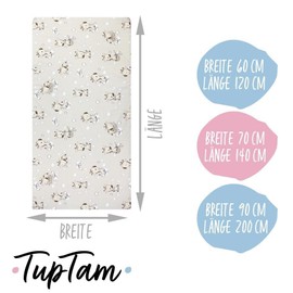 TupTam Baby Fitted Sheet for Baby Cot Bed Pack of 2, Giraffe Beige, Size: 60 x 120 cm
