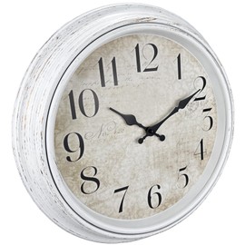 WOOPHEN Retro Wall Clock, Battery Operated 16" Extra Large Silent Non-Ticking Wall Clocks Vintage Rustic Style Decorative for Kitchen, Living Room, Bathroom, Bedroom(White)