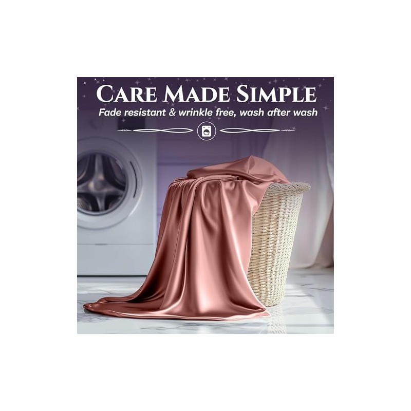 SLEEP SANCTUARY Satin Sheets King Size – 4 Piece Luxury