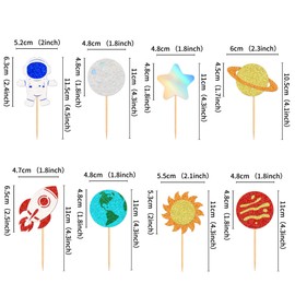 Ercadio 24 Pack Space Astronaut Cupcake Toppers Space Moon Rocket Planet Cupcake Toppers Earth Planet Cupcake Picks Space Theme Gender Reveal Birthday Shower Party Supplies Red