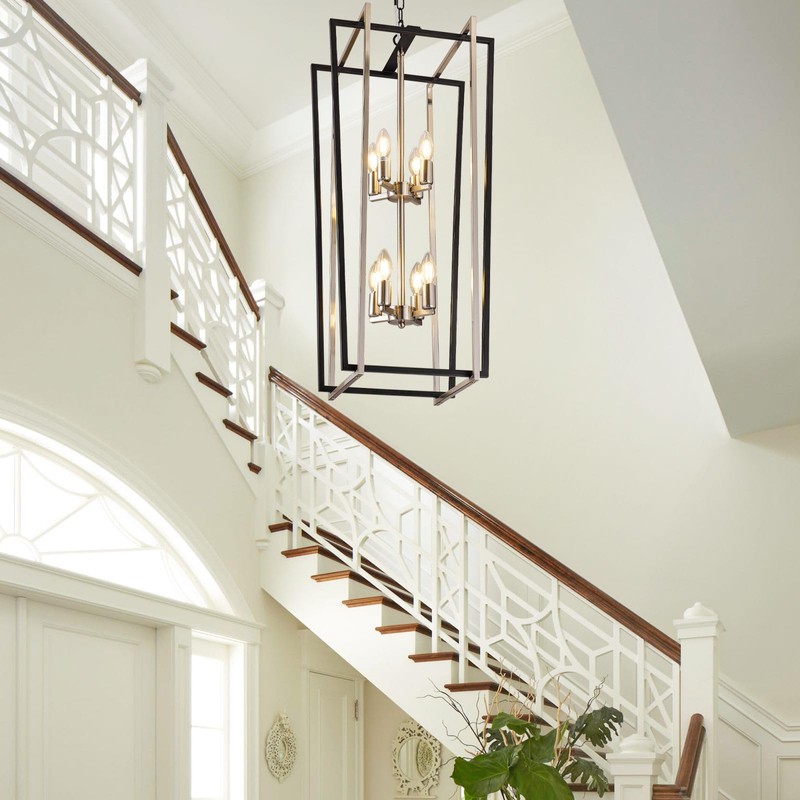 8-Light Tiered Lantern Pendant Light Fixtures,Large Foyer Chandeliers for High