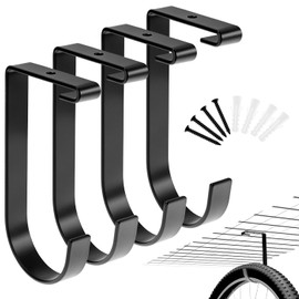 QWORK Bike Hooks for Garage Ceiling Mount Rack, 4 Pack Wall Shelving Hooks