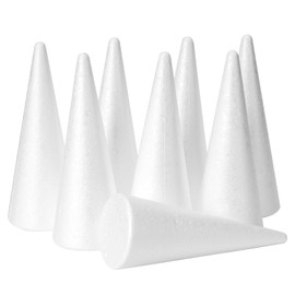YURN Craft 8 Pack Foam Cones for Crafts, Foam Trees Cones, 2.91×7.87 in Cones Shaped Foam for Christmas Decorations, Gnomes, and DIY Art Projects.