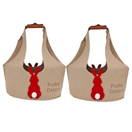 Pack of 2 Easter Baskets, Easter Felt Bags, Easter Bunny Bag, Easter Bags for Filling, Easter Basket Children, Easter Bags, Happy Easter Bags, Grey