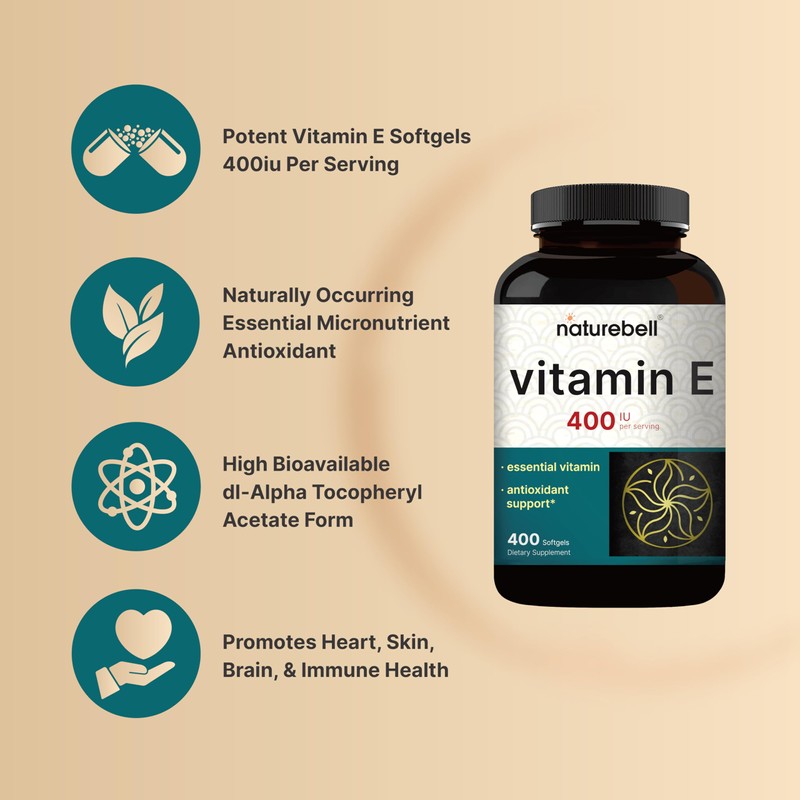 NatureBell Vitamin E Oil Softgels, 400iu Per Serving, 400 Pills
