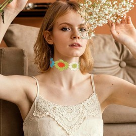 Crochet Bandana for Women, Hippie Headband Knit Head Scarf Bands Wide Knitted Floral Crochet Headwrap Hair Accessories for Women and Girls (Style1, One size)