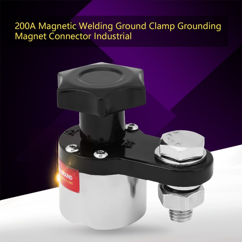 200A Magnetic Welding Ground Clamp Grounding Magnet Connector Industrial Welding