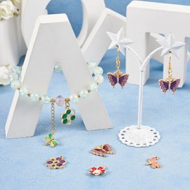 PandaHall 72pcs Flower Enamel Charms Pendants Butterfly Dragonfly Honeycomb Dangle Charms for DIY Crafts Necklace Bracelet Earring Jewelry Making