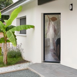 Decorative Beaded Door Curtain - Beige Autumn Leaves Design, 36 x 79 Inches, Natural Bamboo Beads for Doorways, Room Dividers and Home Decor - Handcrafted, Easy to Install