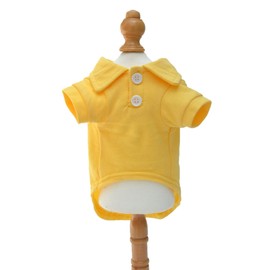 lovelonglong Basic Dog Polo Shirts Premium Cotton, Polo T-Shirts for Large Medium Small Dogs with a Two-Button Collar Blank Color Yellow XL