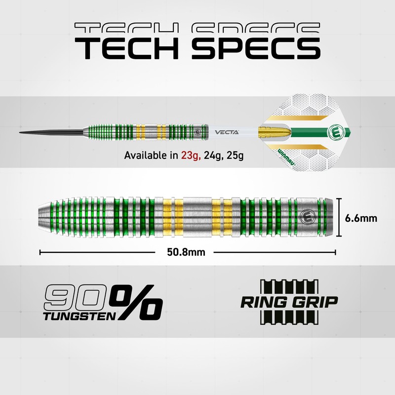 WINMAU Darts Xenon 23g 90% Professional Tungsten Steel Tip Darts