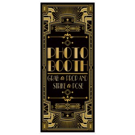 Golden 1920s Gatsby Theme Party Door Cover 72 x 30 Inches - Photo Booth Grab a Prop and Strike a Pose