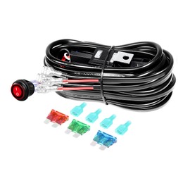 Willpower Universal LED Light Bar Wiring Harness Kit 12V On/Off Switch Toggle Switch Relay Blade Fuse for Off Road Driving Light Fog Light Work Light (2 Lines)