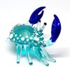 ZOOCRAFT Blown Glass Blue Crab Figurine Handmade Miniature Ornament Aquarium