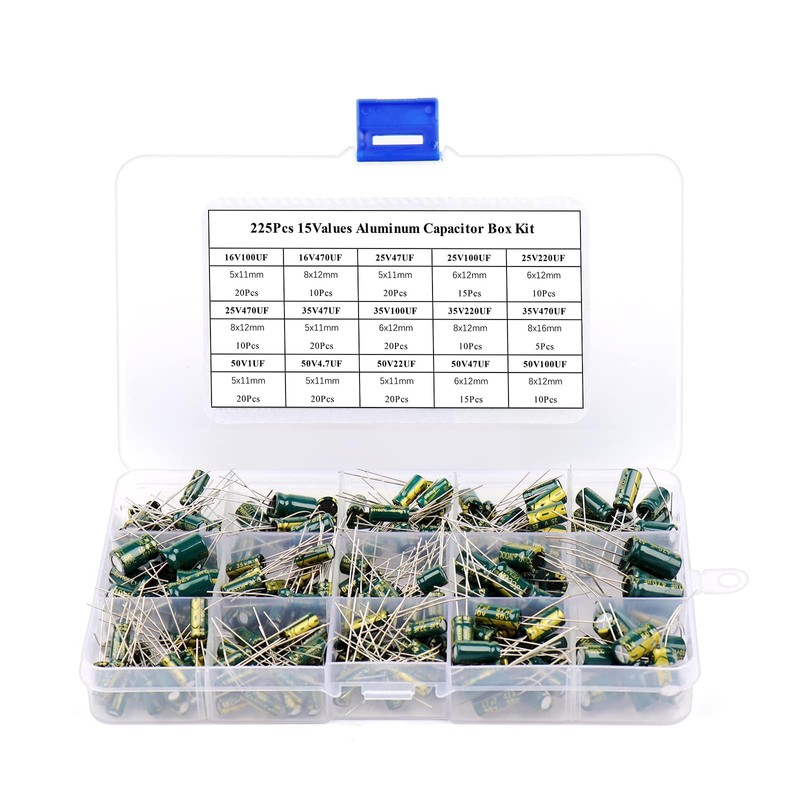 PENGLIN 225 Pcs Electrolytic Capacitor Set, Aluminum Electrolytic Capacitor, 16V
