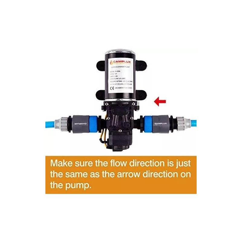 CAMPLUX 12V DC Water Pump 1.6/3.3GPM Diaphragm Self-Priming for Kitchen