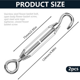 OUDQFCJ Set of 2 stainless steel rope tensioners, wire rope tensioner, turnbuckle, awning tensioner, turnbuckles, clothesline tensioner, wire rope tensioner, tension screw