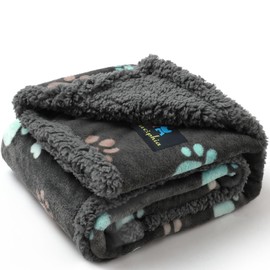 Luciphia Waterproof Pet Blankets for Couch Sofa Bed Cover Liquid Pee Proof Washable Soft Fluffy Large Dog Blanket Reversible Furniture Protection Grey Paw Thicken Small（40" x 28"）