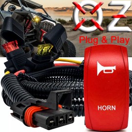 OZ-USA Horn Red Rocker Switch Pulse Power Busbar Plug Harness Polaris RZR Pro XP UTV SX