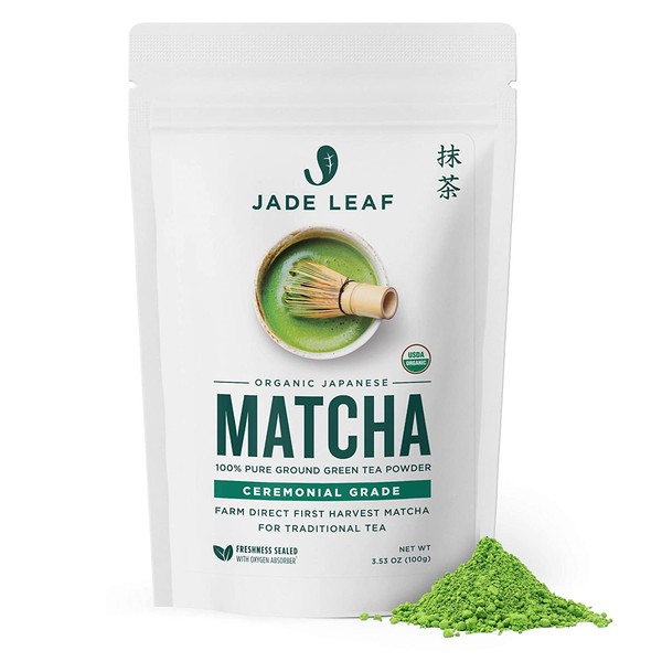 Jade Leaf Organic Ceremonial Grade Matcha Green Tea Powder - Authentic Japanese Origin - Premium 1st Harvest [3.5oz]