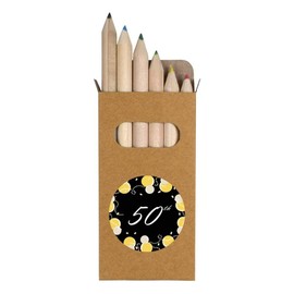 Azeeda 6 x '50th Birthday' Short 85mm Pencils/Coloured Pencil Set (PE00062174)