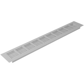 Vent Systems 400 x 60 mm / 16" x 2.4" Inch Air Supply Ventilation Grille - Silver Aluminium Rectangle Intake/Exhaust Grate - HVAC Register Cover for Floor, Wall, Door Duct