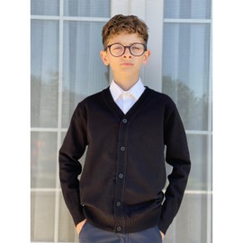 Rolanko School Cardigan, Kids' Clothing, Knit, Sweater, Unisex, Solid, Cold Protection, Everyday Uniform, 110-180, Black