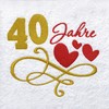 Abc Casa 40th Birthday Gift Towel with Embroidered Hearts and