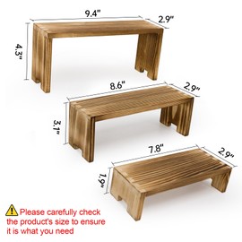 Yikaroeli Display Risers-3 Tier Wood Risers Decorative Rectangular Display Stands Arranging and Showcasing your favorite items(6-piece Set) (Nature Wood)