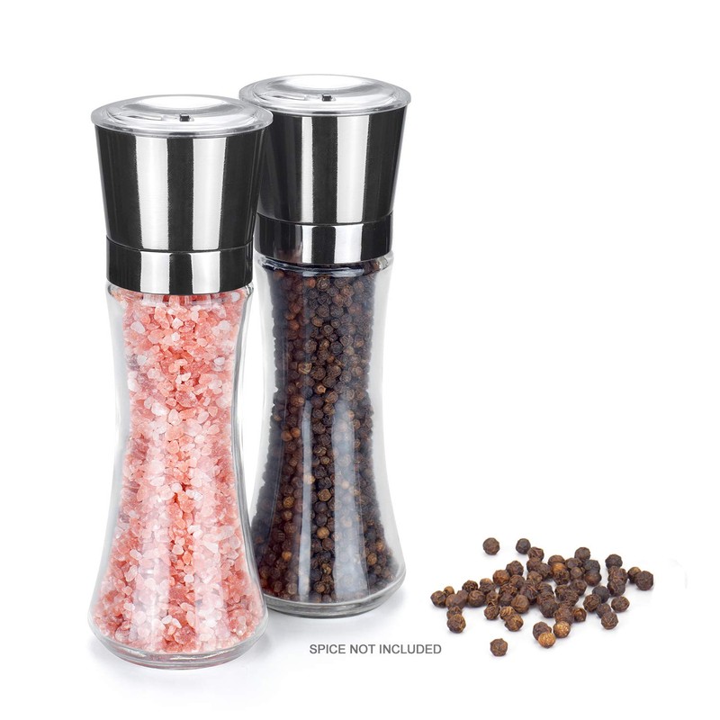 VEVOK CHEF Salt and Pepper Grinder Set Stainless Steel Black