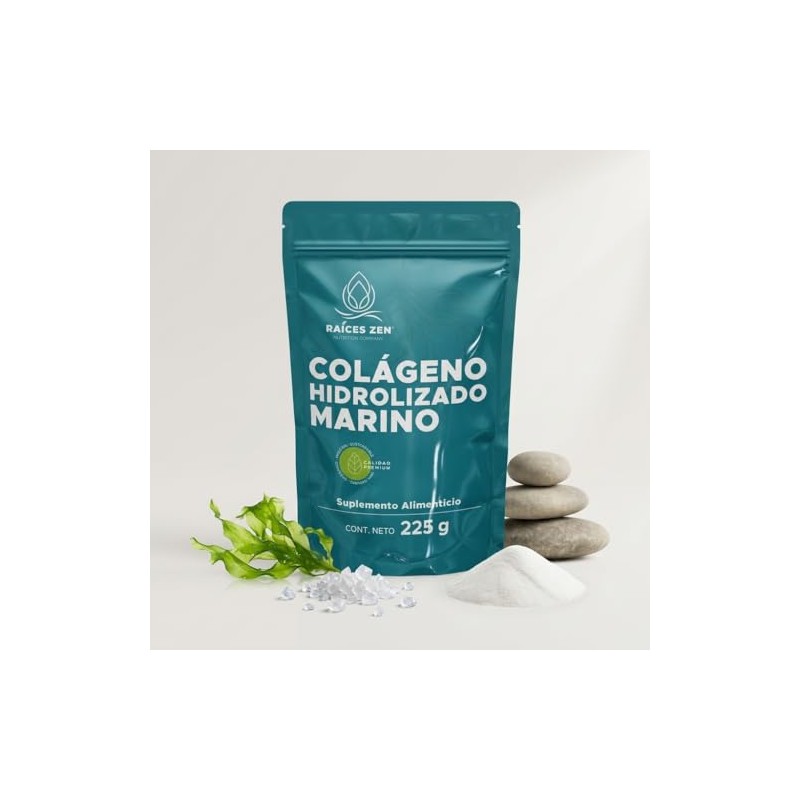 Colágeno Hidrolizado Marino 225g, Suplemento Alimenticio, Sin Sabor, Sin Azúcar,