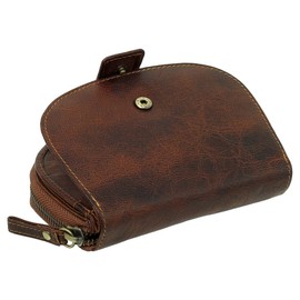 Luxury Leather Women's Purse with Zip 13.5 cm Various Colours, brown, Modern