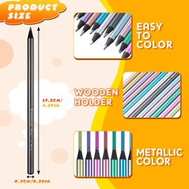 Zhehao 24 Pcs Metallic Colored Pencils Wood Drawing Pencils 12 Assorted Colors Sketching Pencil Colorful School Supplies for Art Drawing Coloring Book