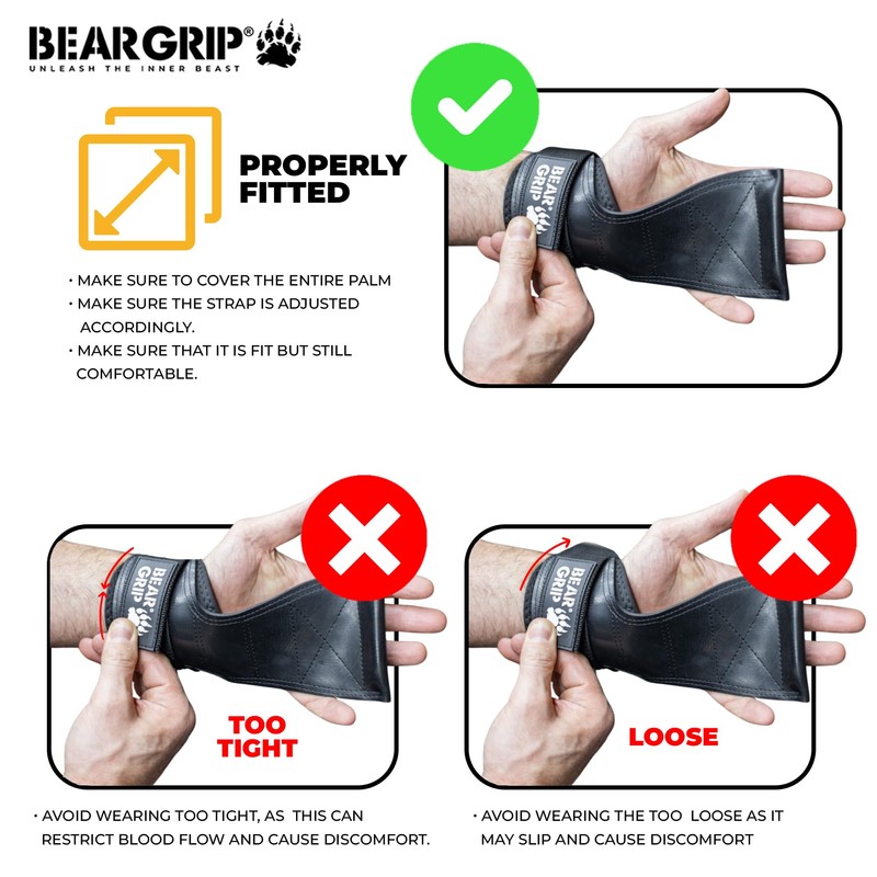 BEAR GRIP Multi Grip Straps/Hooks, Premium Heavy duty weight lifting