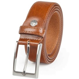 LINDENMANN Men's Leather Belt 35 mm Wide Belt Cowhide Leather Belt Cognac, brown