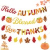 Psiokimi Give Thanks Banner, 4 Pcs Thanksgiving Banner Decorations, Glitter