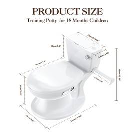 Toddler Potty Training Toilet, Baby Potty Training Seat, Realistic Toilet for Boys and Girls Ages 18 Months+ with Removable Pot, Realistic Flushing Sound, Storage Tank, Toilet Paper Holder