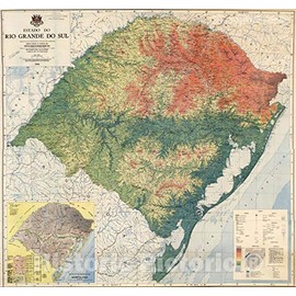 Historic Map : Wall Map, Brazil, Rio Grande do Sul - Physical. 1966 - Vintage Wall Art - 24in x 24in