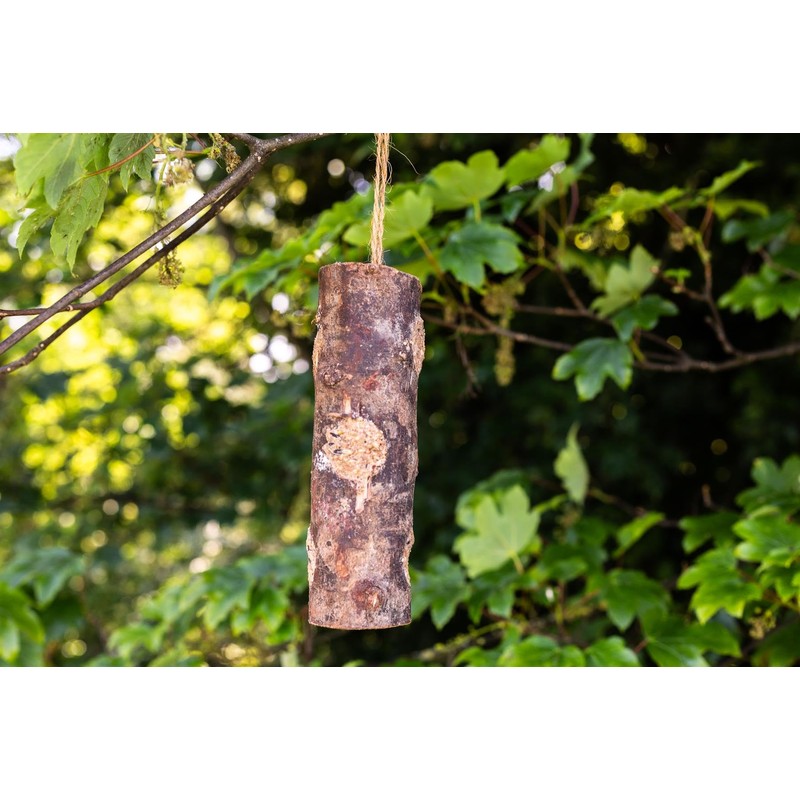 Chubby Pre-Filled Natural Wooden 3 Hole Suet Log Feeder
