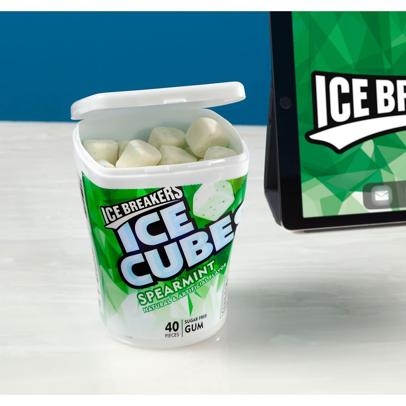 ICE BREAKERS ICE CUBES Spearmint Sugar Free Chewing Gum, Made