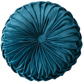 ZOKBOM Round Pumpkin Velvet Cushion, Handcrafted Pumpkin Pleated Throw Pillow, Round Velvet Filled Chair Cushion, Decorative Floor Pillow for Sofa Chair Bed Car Window Decoration 38 x 38CM