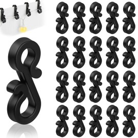 Flintronic 60 x Gutter Hooks for Fairy Lights, Gutter Hooks for Christmas, S-Hooks, Fairy Lights Hooks, Fairy Lights Holder for Indoor and Outdoor Use, for Christmas Outdoor Lighting (Black)