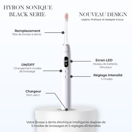HYRON Pro Elektrische Zahnbürste, 5 Putz- und Intensitätsmodi, wiederaufladbare elektrische Schallzahnbürste, 120 Tage Akkulaufzeit, 2-Minuten-Timer, 4 Aufsteckbürsten, IPX7 wasserdicht, Weiß