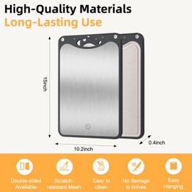 Pracfit Pure Titanium Double-sided Food-Grade Cutting Board, Lightweight and Durable -, Suitable for Handling Meat and Vegetables, Dishwasher Safe, Easy to Clean, 15.08 * 10.35 Inches