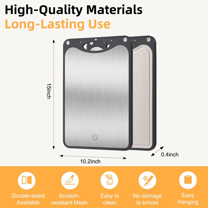 Pracfit Pure Titanium Double-sided Food-Grade Cutting Board, Lightweight and Durable