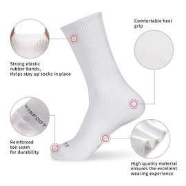 MONFOOT Men's/Women's 6 Pairs Cotton Daily Crew Socks, Medium Multipack