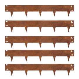 PROWORX Corten Steel Rust Landscape Edging Border, 5 Pack 42”L x 7”H Weather Resistant Bendable Metal Garden Lawn Edging for Landscaping, Yard Pathway (16.5 Ft Total)