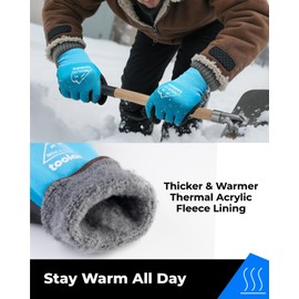 toolant 2 Pairs Winter Work Gloves for Men & Women, Freezer Gloves with Dual-Layer Sandy Latex, Super Durable & Grip, Insulated Liner for Cold Weather, Touchscreen, M, Blue