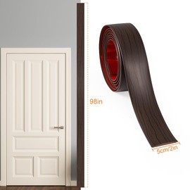 PAMISO 8Ft Floor Transition Strip, 2in Wide Self Adhesive Vinyl Threshold Strip for Joining Floor Gaps Wood Grain Design Tap (2in Wide, Walnut Coffee)